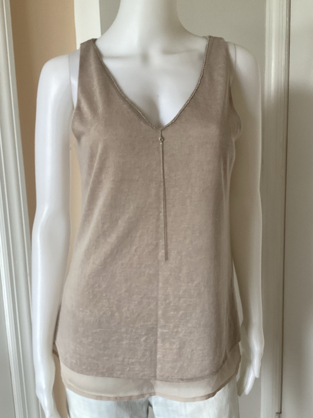 crosby. Beige V-Neck top.